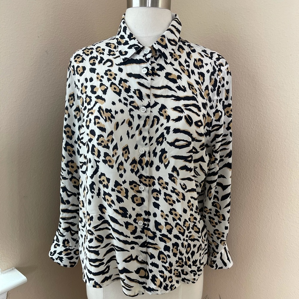 EQUIPMENT Silk Animal Print Button-Up Top